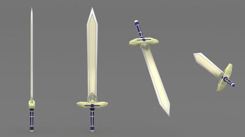Hand painted low poly sword preview image